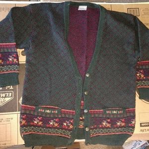 100% wool green cardigan